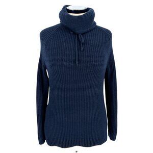 Athleta Borealis Cowl Neck Sweater Wool Blend Long Sleeve Navy Blue Size XS